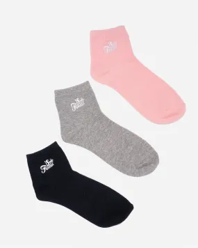 "Millennial" Ankle Sock 3 Pack Pink/Grey/Black