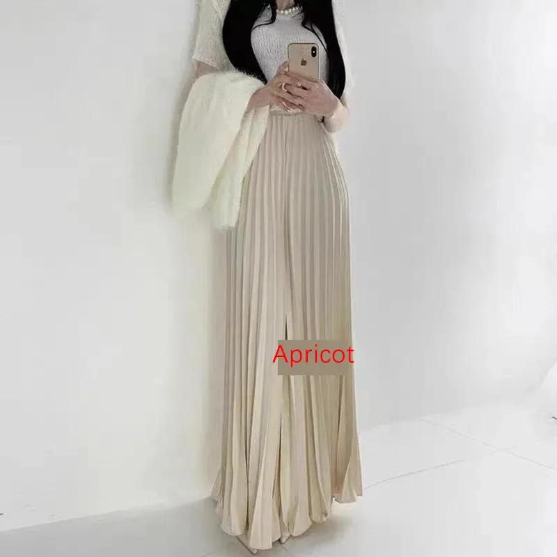 TFETTERS Brand Spring Clothes Women 2024 Autumn Fashion Casual Office Lady Pleated Skirt Women New Hight Waist Solid Long Skirt