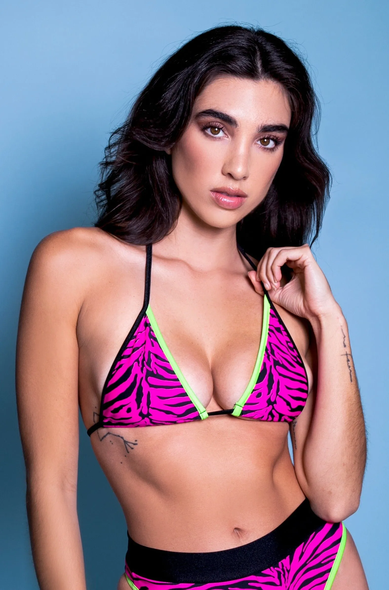 Triangle Bikini Top in Hot Pink Zebra