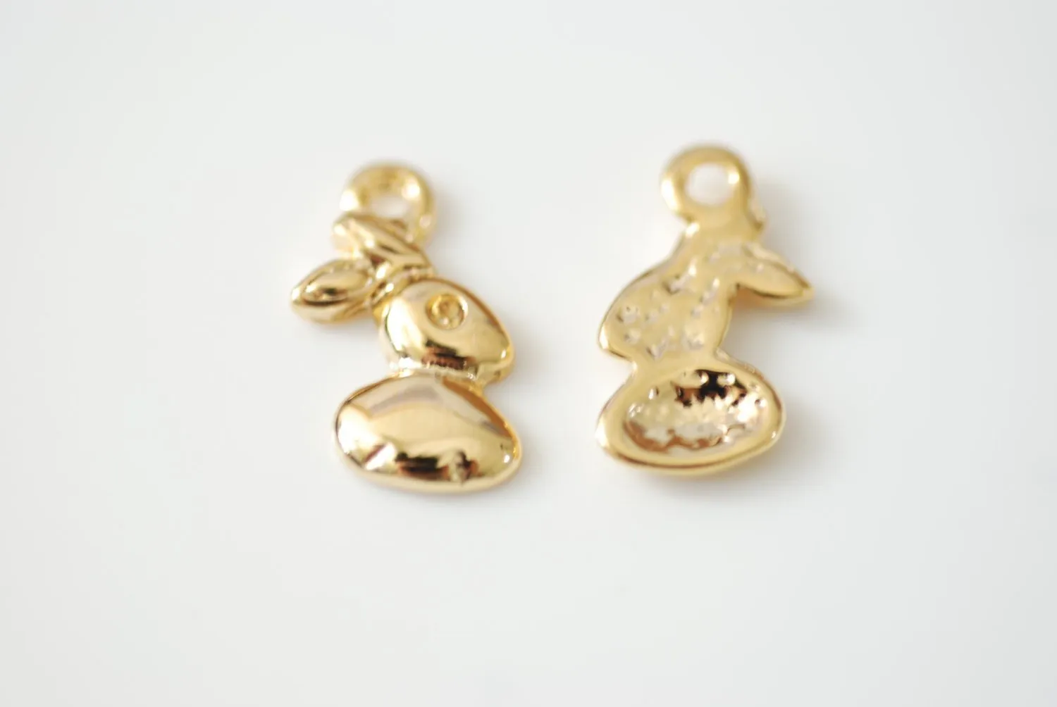 Vermeil Gold Wholesale Bunny Rabbit Charm, 18k gold plated over Sterling Silver, Gold Animal charm, Rabbit pendant, Silver Bunny Rabbit Charm, 59